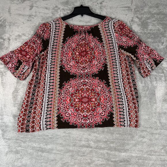 Live & Let Live Woman’s‎ Plus Size 1X Tunic Boho Artsy Top  Beads Bell Sleeves - Picture 10 of 10